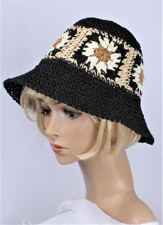 HEAD START  straw daisy hat black multi Style:HS/5016